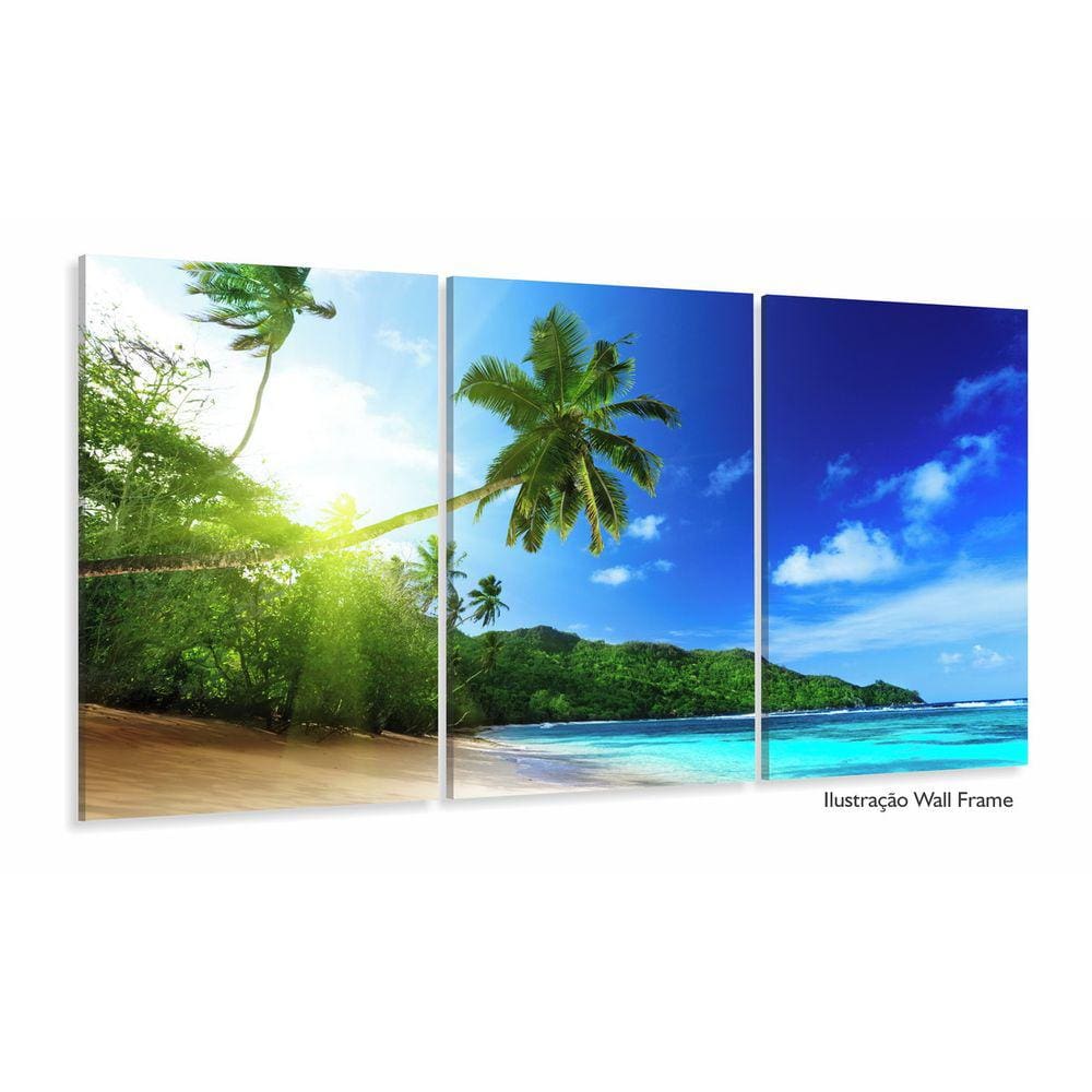 Quadro Decorativo Mar Coqueiro Paisagem 120x60 3 pç