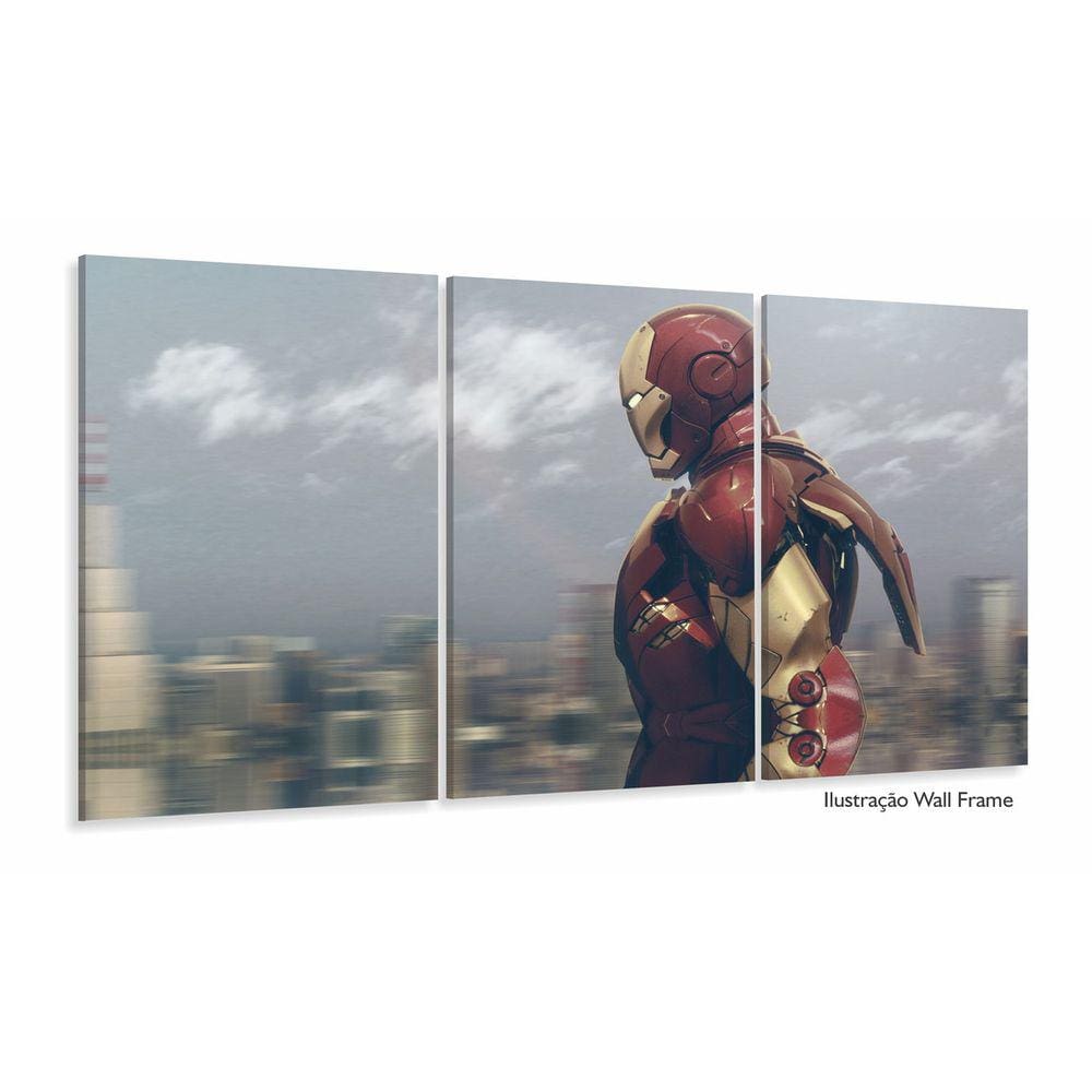 Quadro Decorativo Homem de ferro A 3 peças 120x60 cm em tec