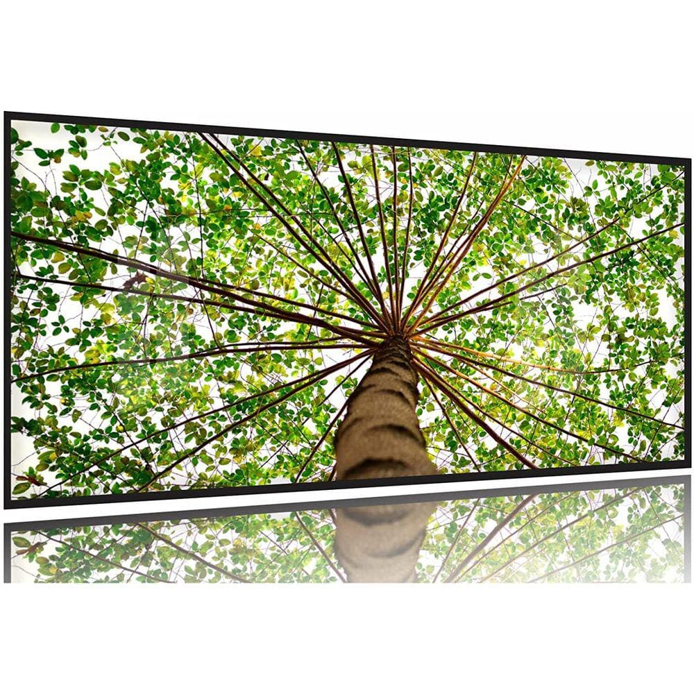 Quadro Árvore Folhagem Verde Para Sala Hall 130x60 Moldura Preta 2x2
