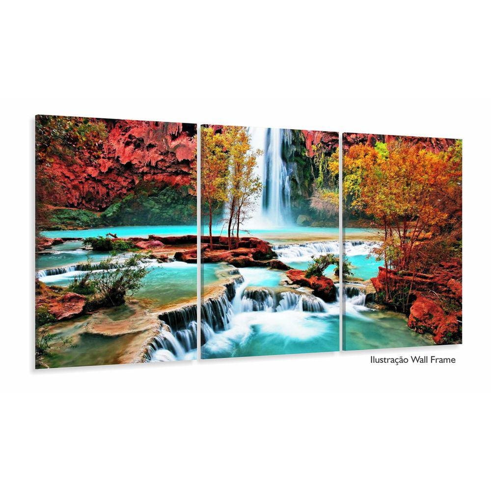 Quadro Decorativo Cachoeira Azul 120x60 em tecido