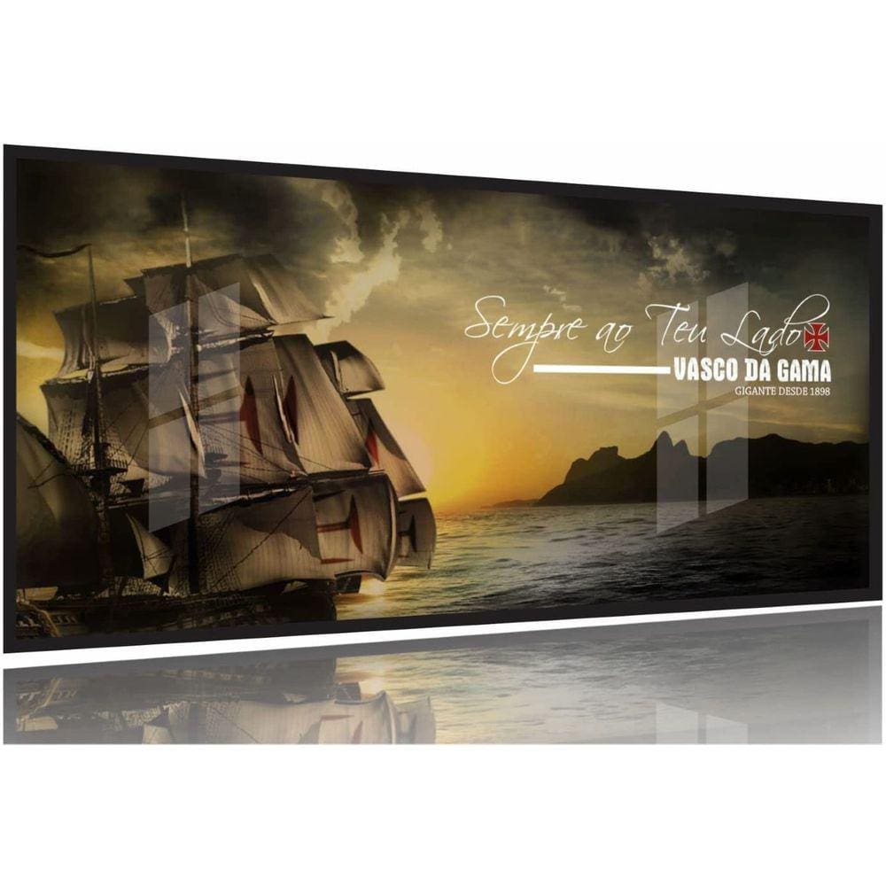 Quadro Decorativo Vasco Da Gama Futebol 130x60 Moldura Preta 2x2