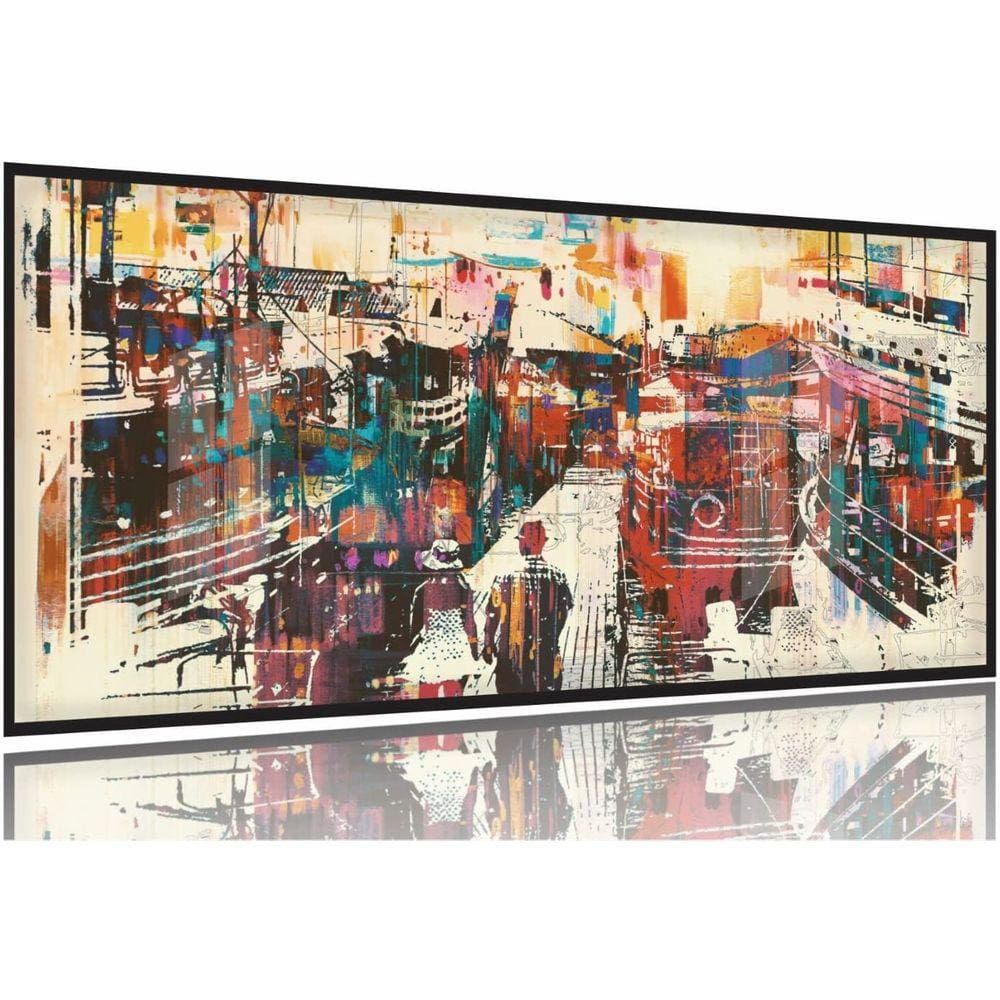 Quadro Decorativo Abstrato Moderno Luxo 130x60 Moldura Preta 2x2