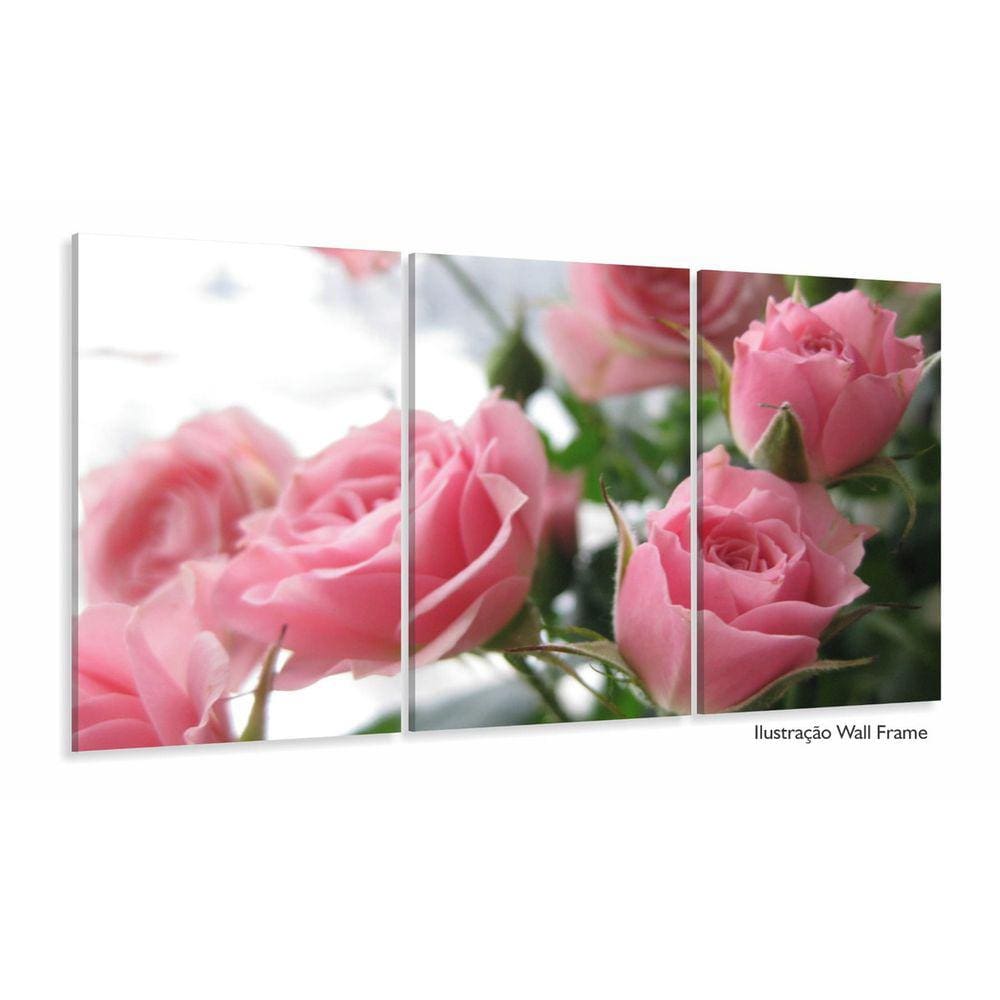 Quadros Decorativos Flores Rosas120x60 3 peças
