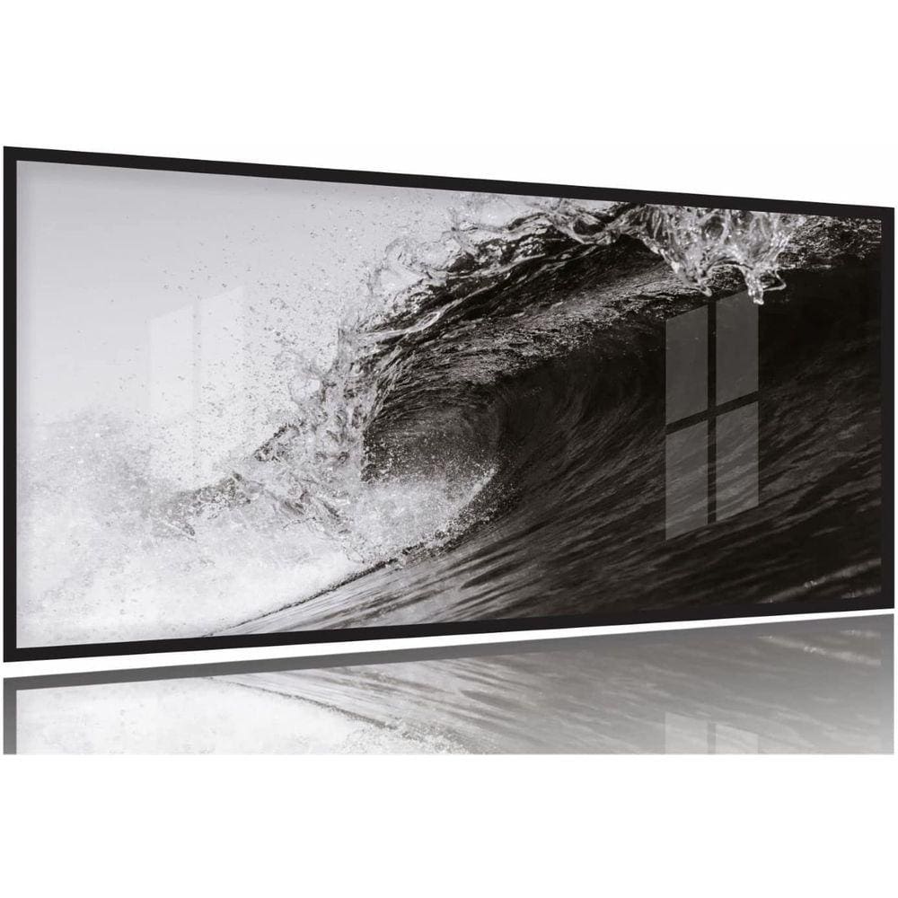 Quadro Mosaico Onda Do Mar Arte Em Preto E Branco Surf 130x60 Moldura Preta 2x2