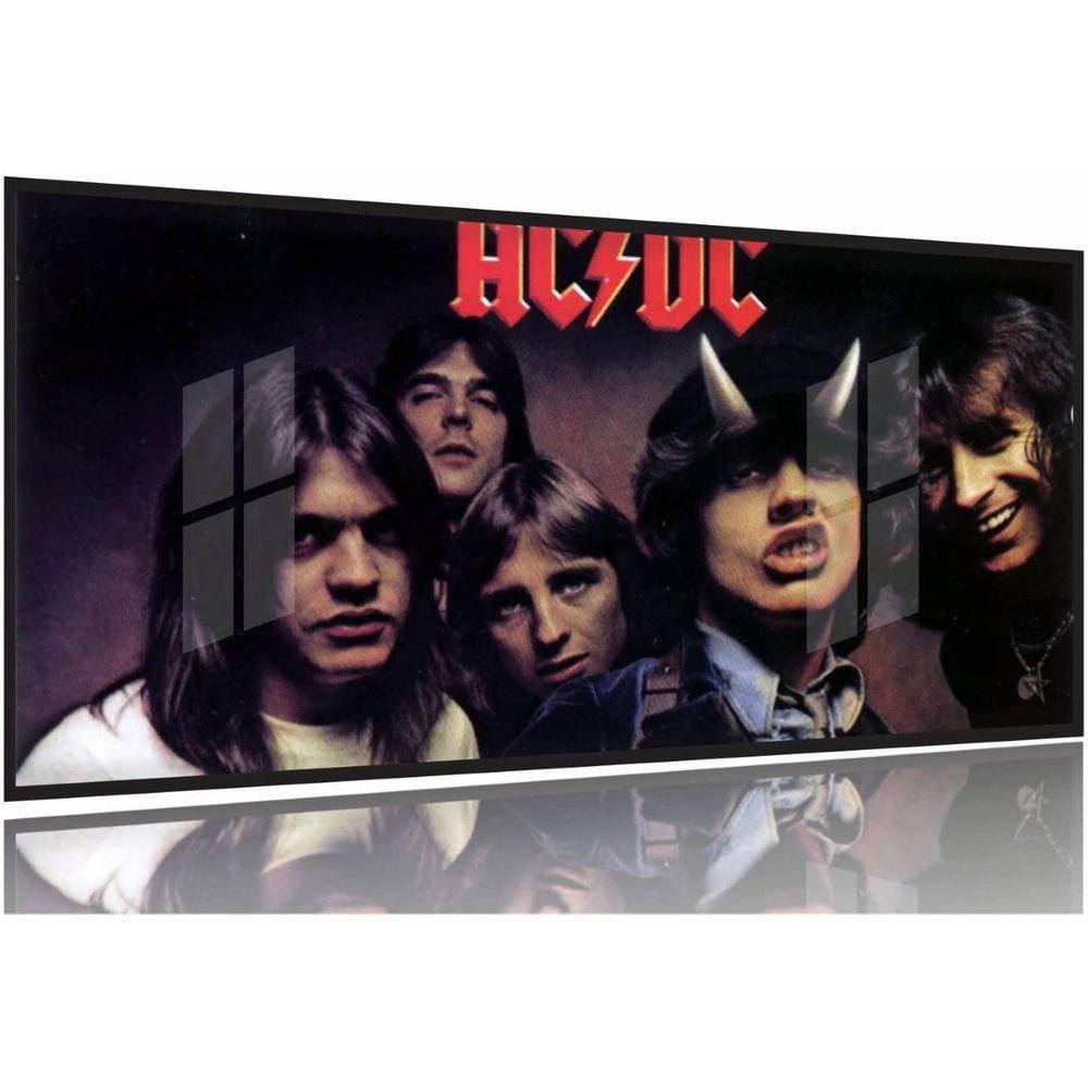 Quadro Decorativo Banda ACDC 130x60 Moldura Preta 2x2