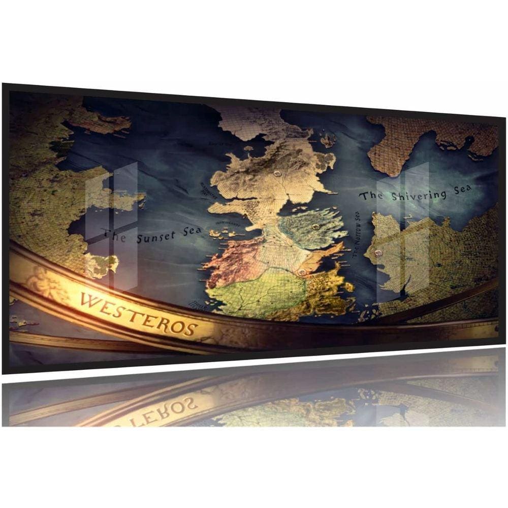 Quadro Mapa Game Of Thrones Westeros Decorativo 130x60 Moldura Preta 2x2