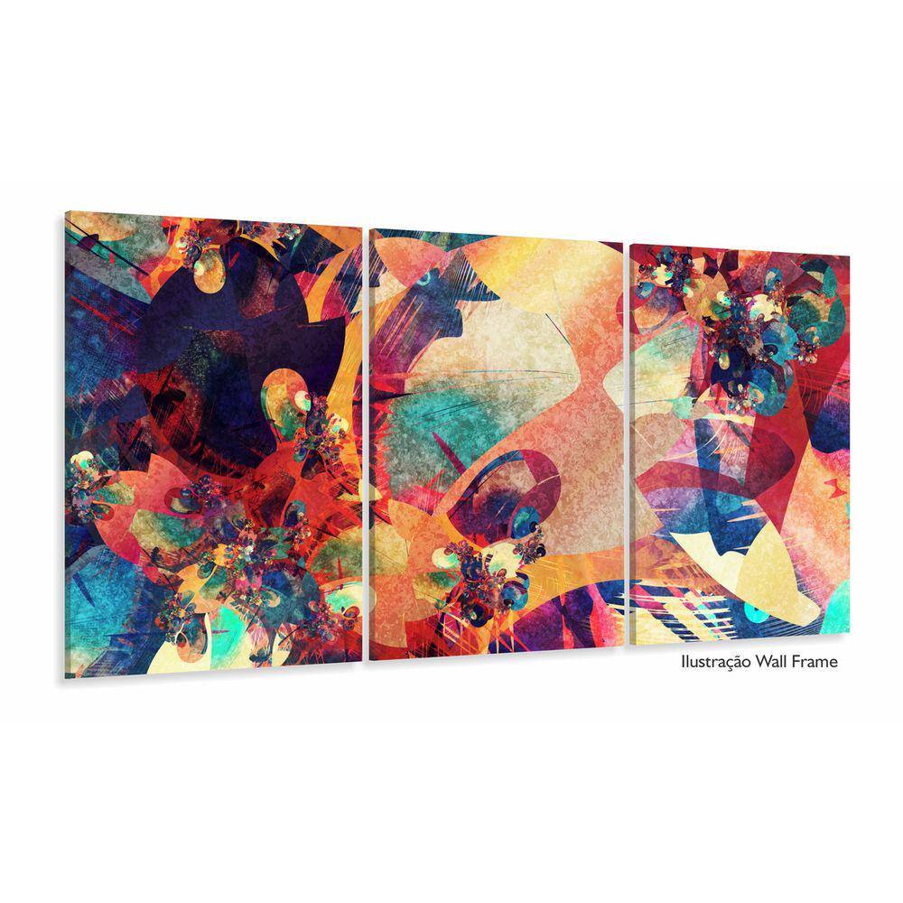 Quadro Decorativo Abstrato Pisicodelico 3 peças 120x60