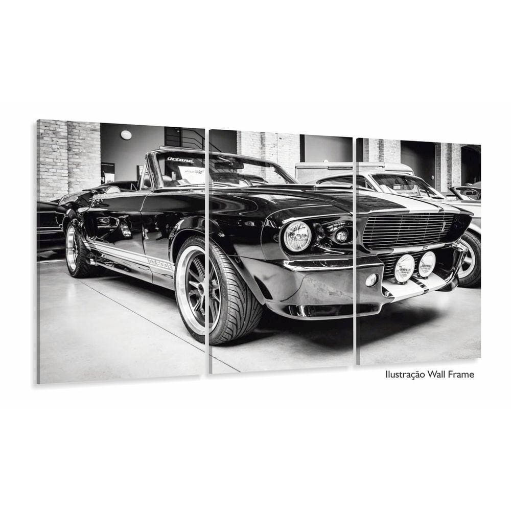 Quadro Decorativo Mustang Shelby 120x60 3 peças Quarto Sala