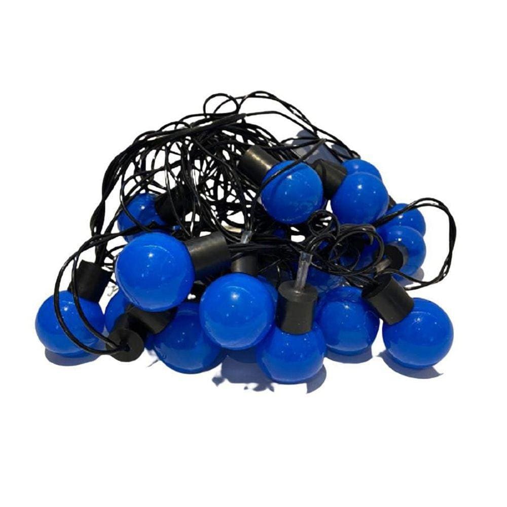 Cordão De Lâmpadas De Led Formato Bolinha Opaca Azul