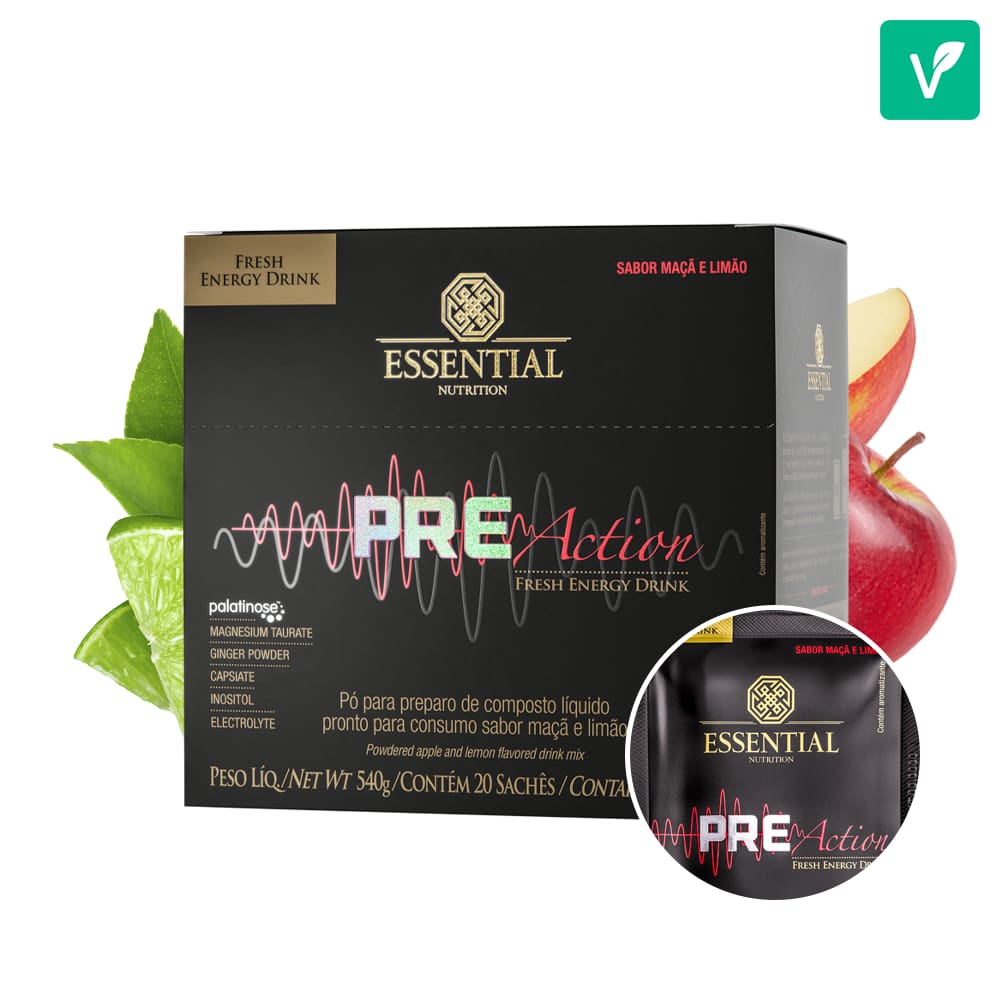 Pre-Action Maçã (540g) 20 Sachês Essential Nutrition