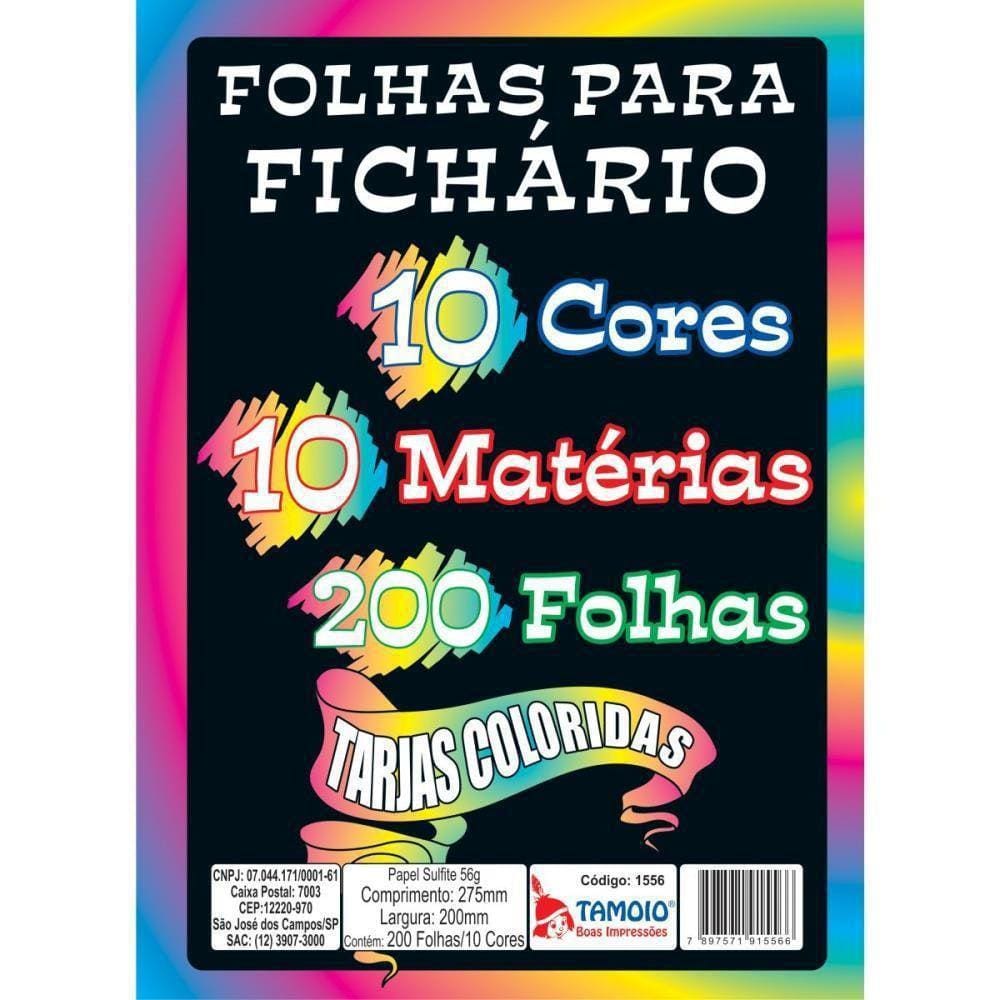 Bloco Para Fichário Universit. 10 Cores 10 Matérias 200F 56G