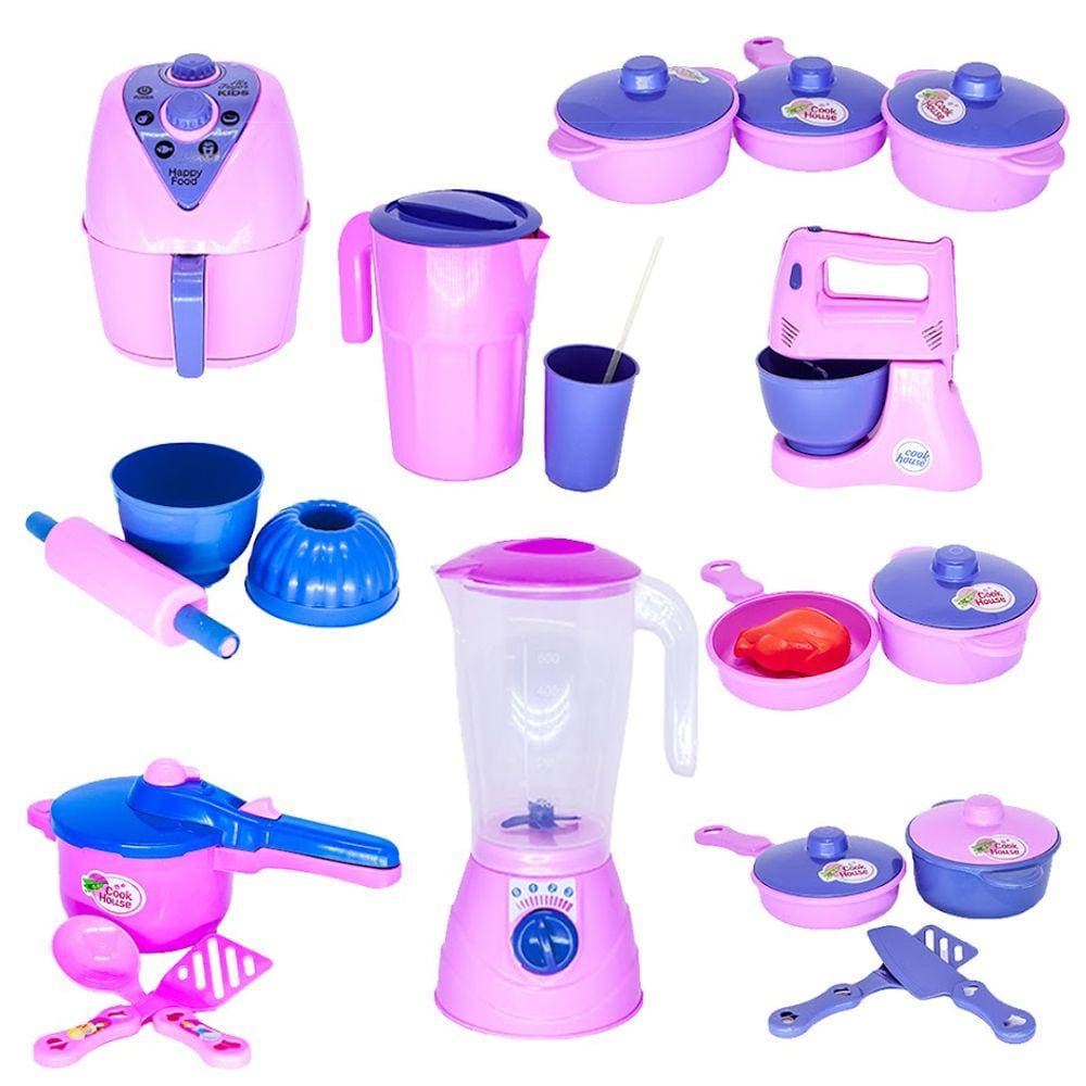 Brinquedo Cozinha Menina Jogo Panela Air Fryer Batedeira 22p