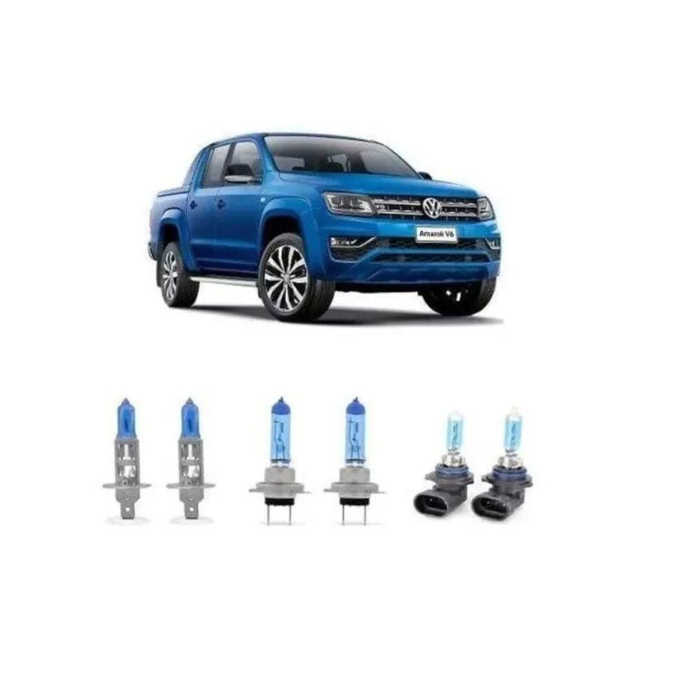 Kit Completo Lâmpada Super Branca Vw Amarok Farol Alto Milha