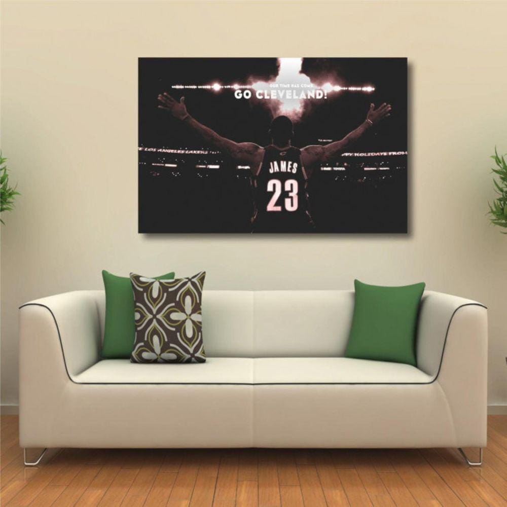 Quadro decorativo Cleveland LeBron James Tela em Tecido