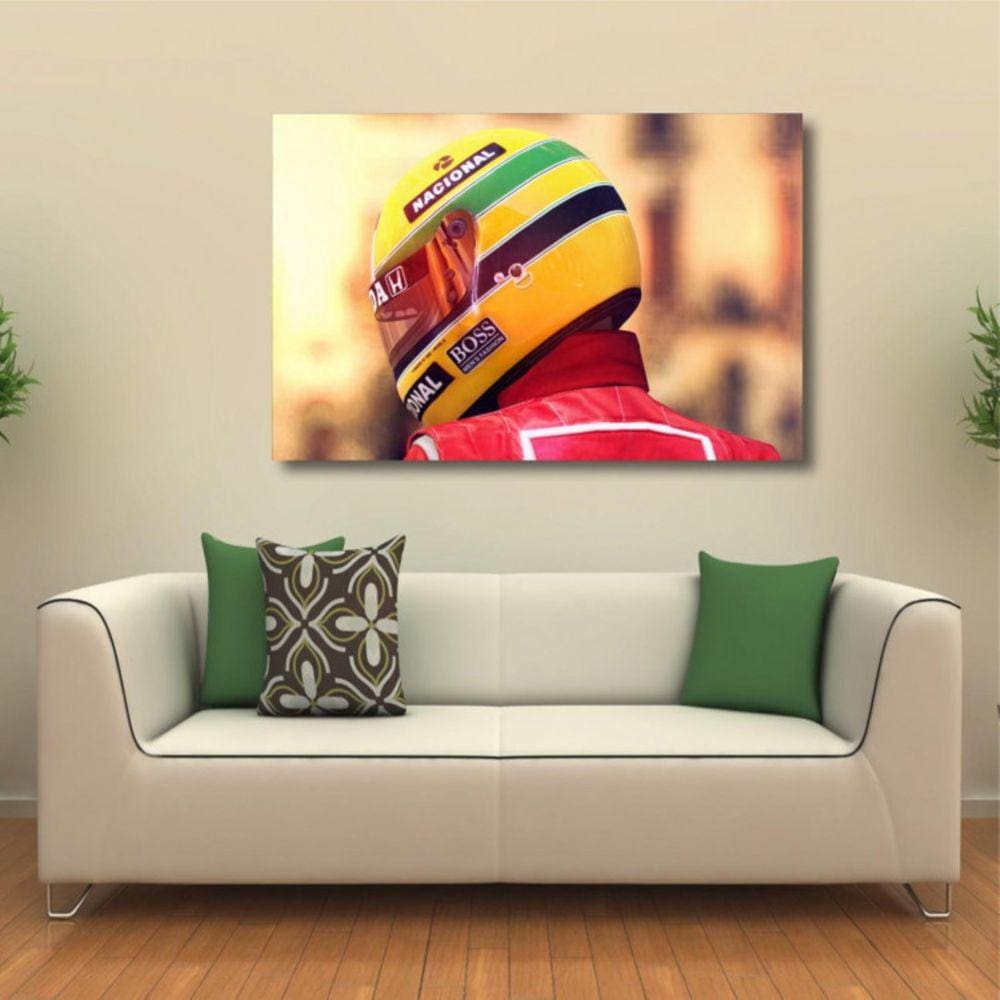 Quadro Ayrton Senna Capacete decorativo com Tela em Tecido