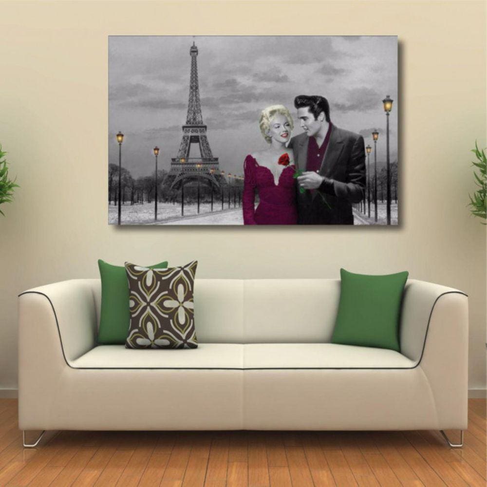 Quadro Decorativo Marilyn Monroe e Elvis Presley - Tela em T