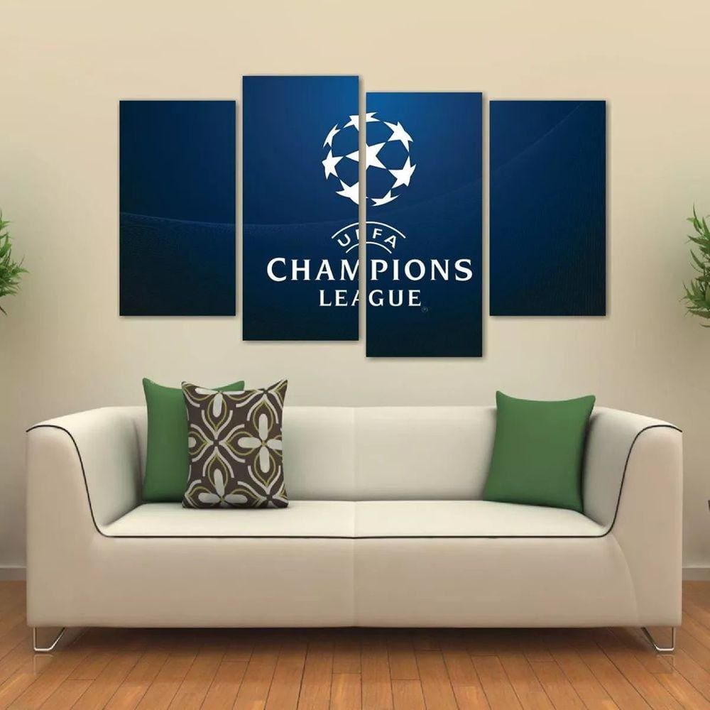 Quadro Decorativo Champions League Mosaico Em Tecido 4 Peças