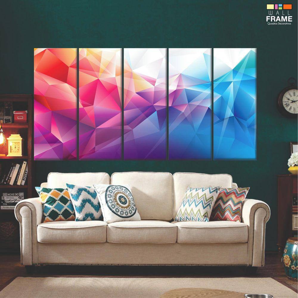 Quadro Decorativo 5 peças Geometrico Formas 140x65 1