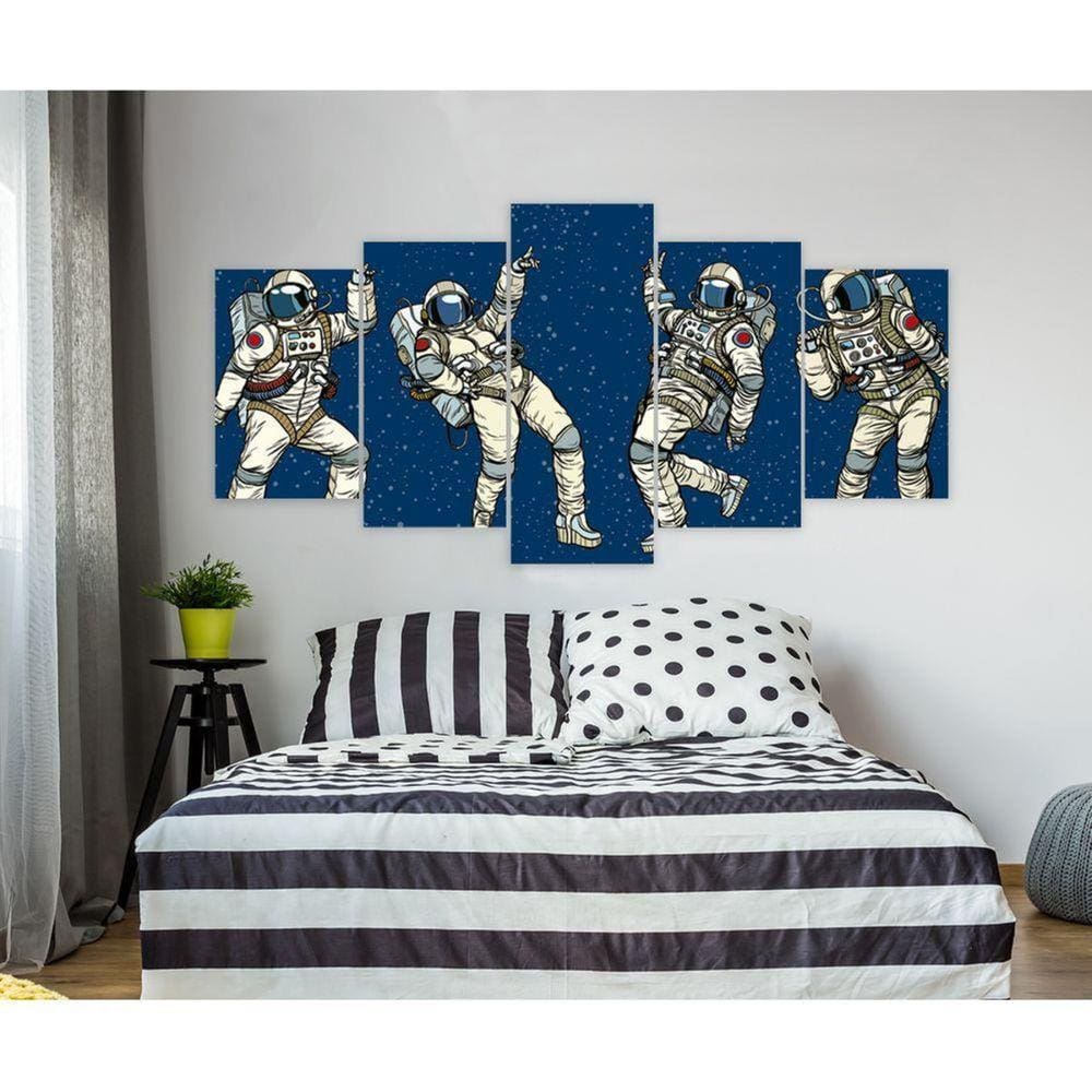 Quadro Decorativo Sala Quarto Escritório Quatro Astronautas