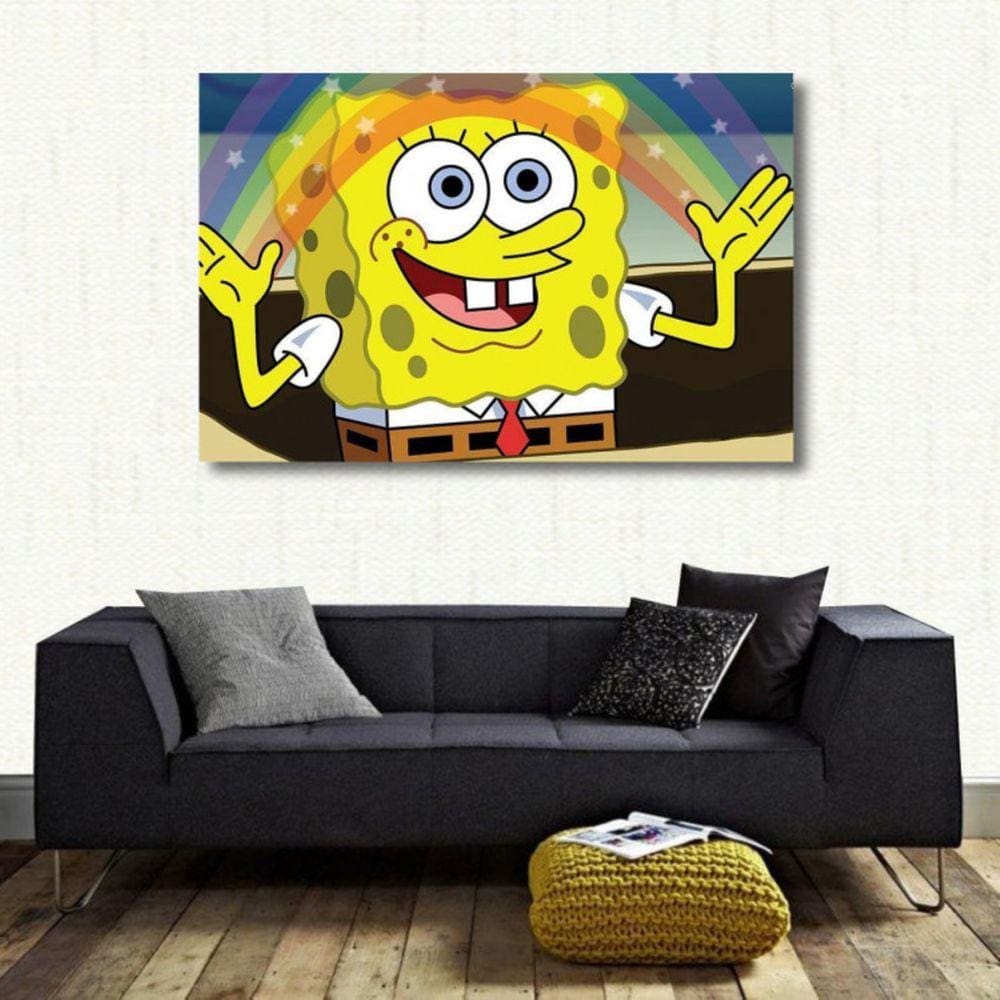 Quadro Infantil Bob Esponja decorativo Tela em Tecido