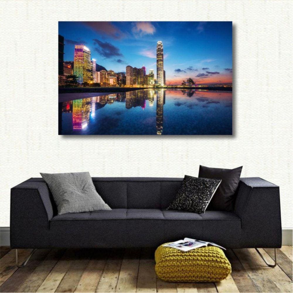 Quadro Decorativo Paisagem Hong Kong - Tela em Tecido