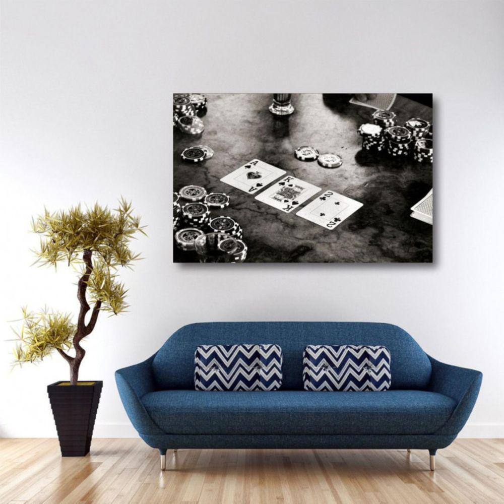 Quadro Poker Cartas Vintage decorativo Tela em Tecido