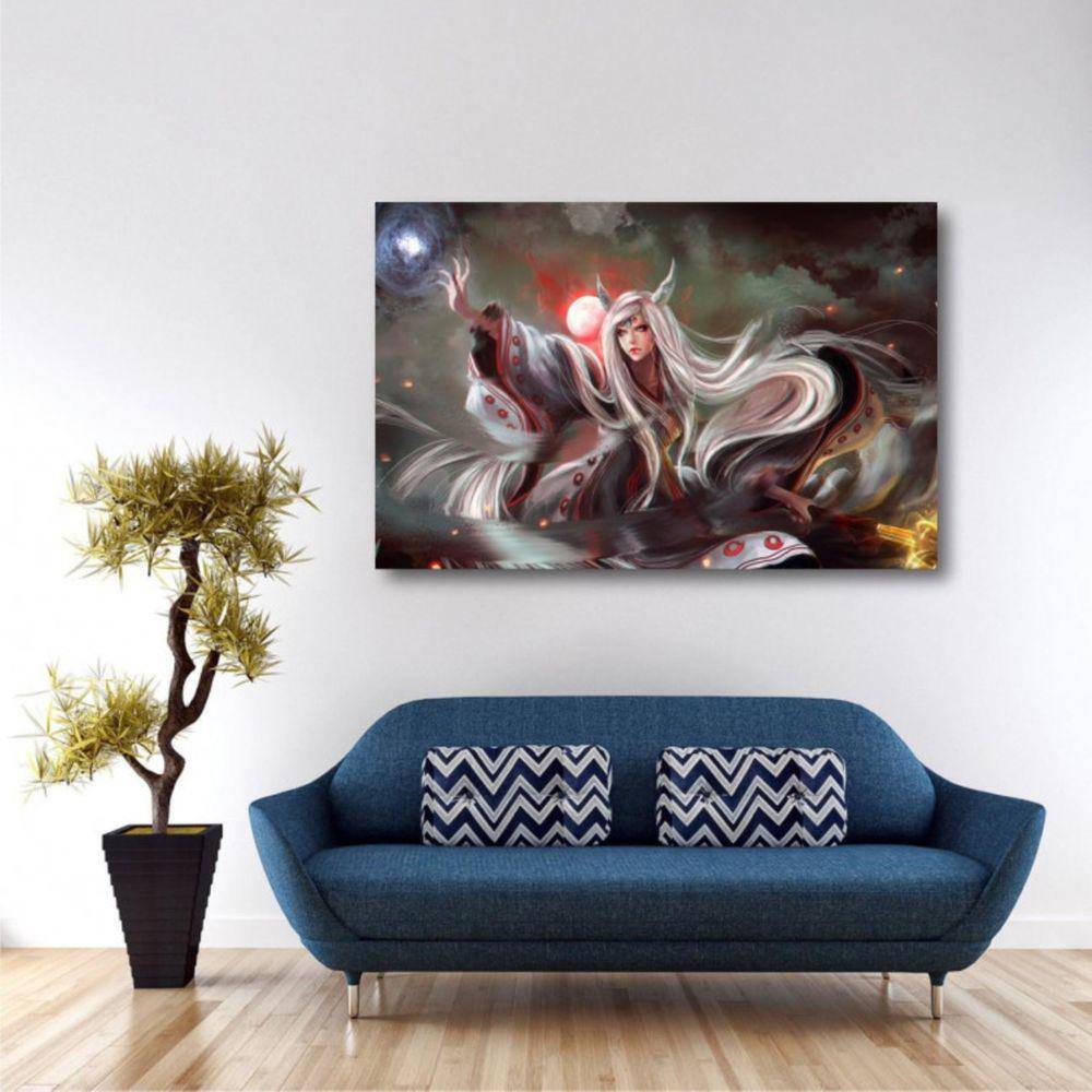 Quadro decorativo Naruto Kaguya Artístico Tela em Tecido