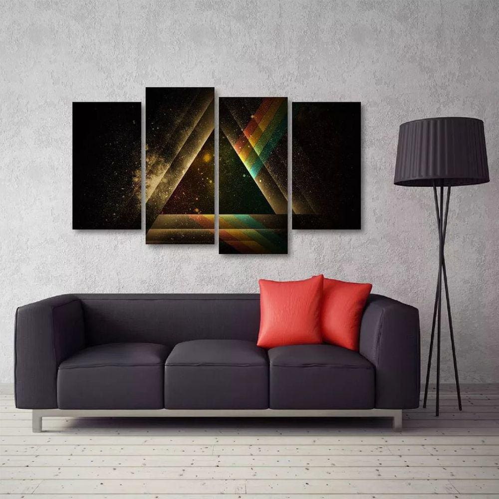 Quadro Decorativo Pink Floyd Sala Em Tecido 4 Peças 1