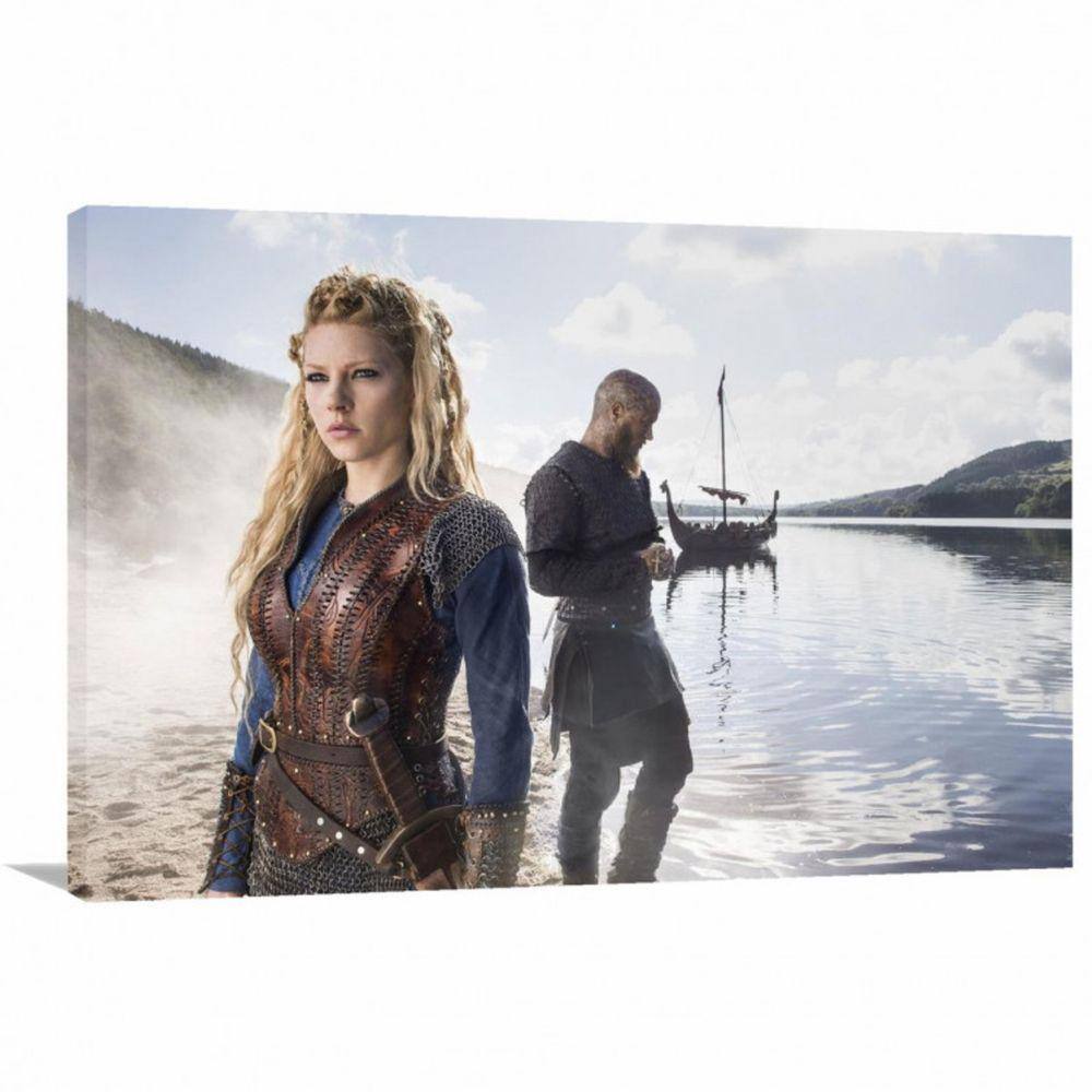 Quadro decorativo Vikigns Ragnar e Lagertha - Tela em Tecido