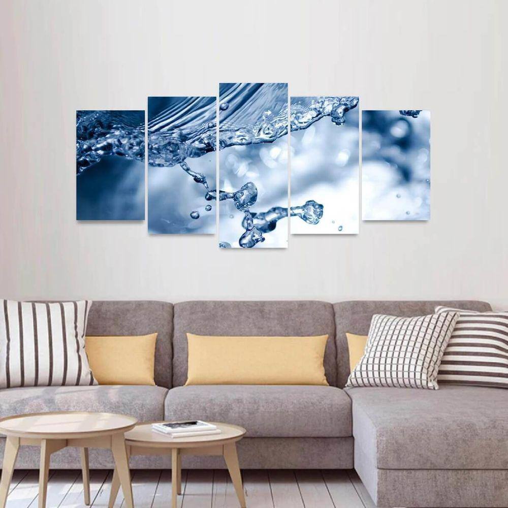 Quadro decorativo Arte Splash de Água Mosaico 5 Peças