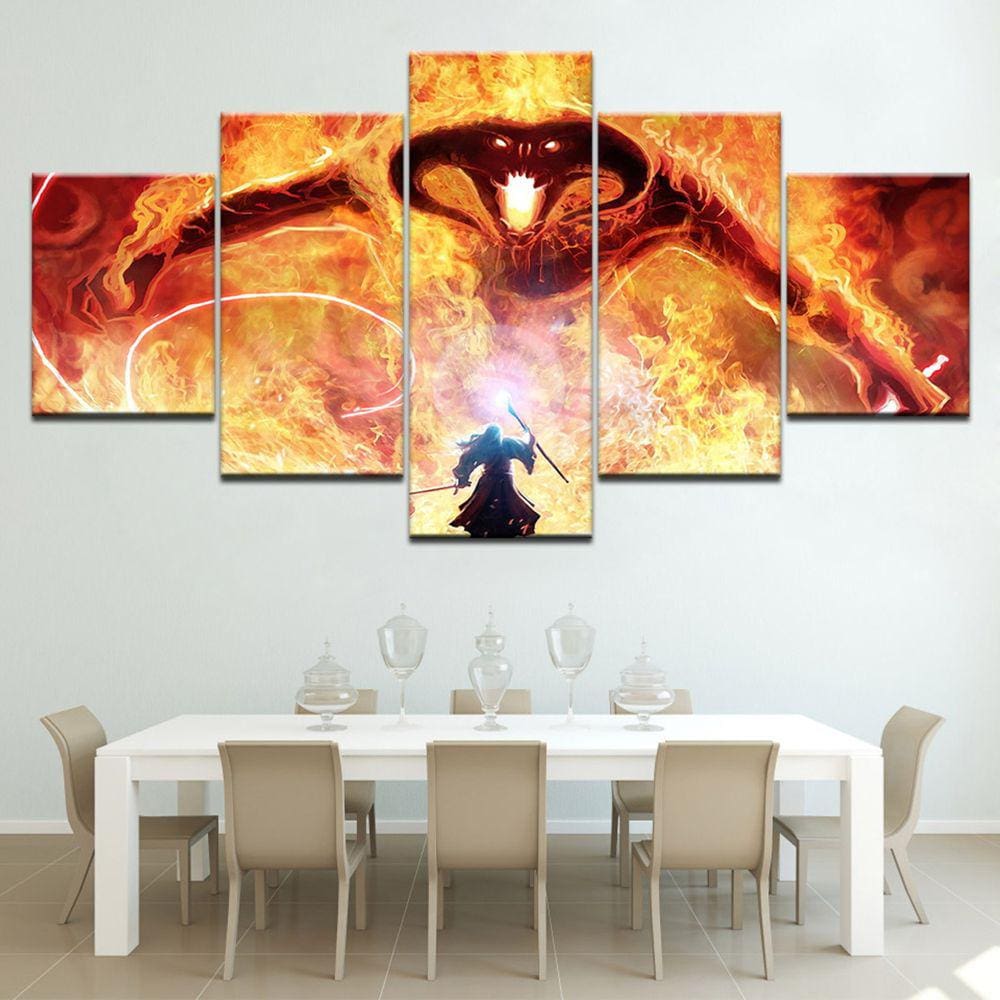 Quadro Decorativo Lord of the Rings 5 peças 130x65 cm em tec