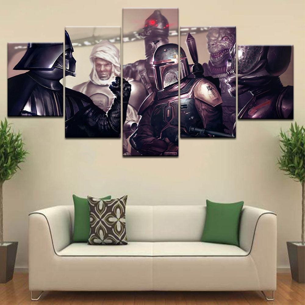 Quadro Decorativo Star Wars D 5 peças 130x65 cm em tecido