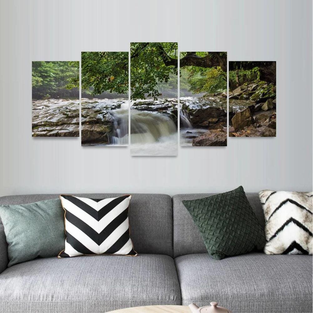 Quadro decorativo Mosaico Para Sala Cachoeira Natureza