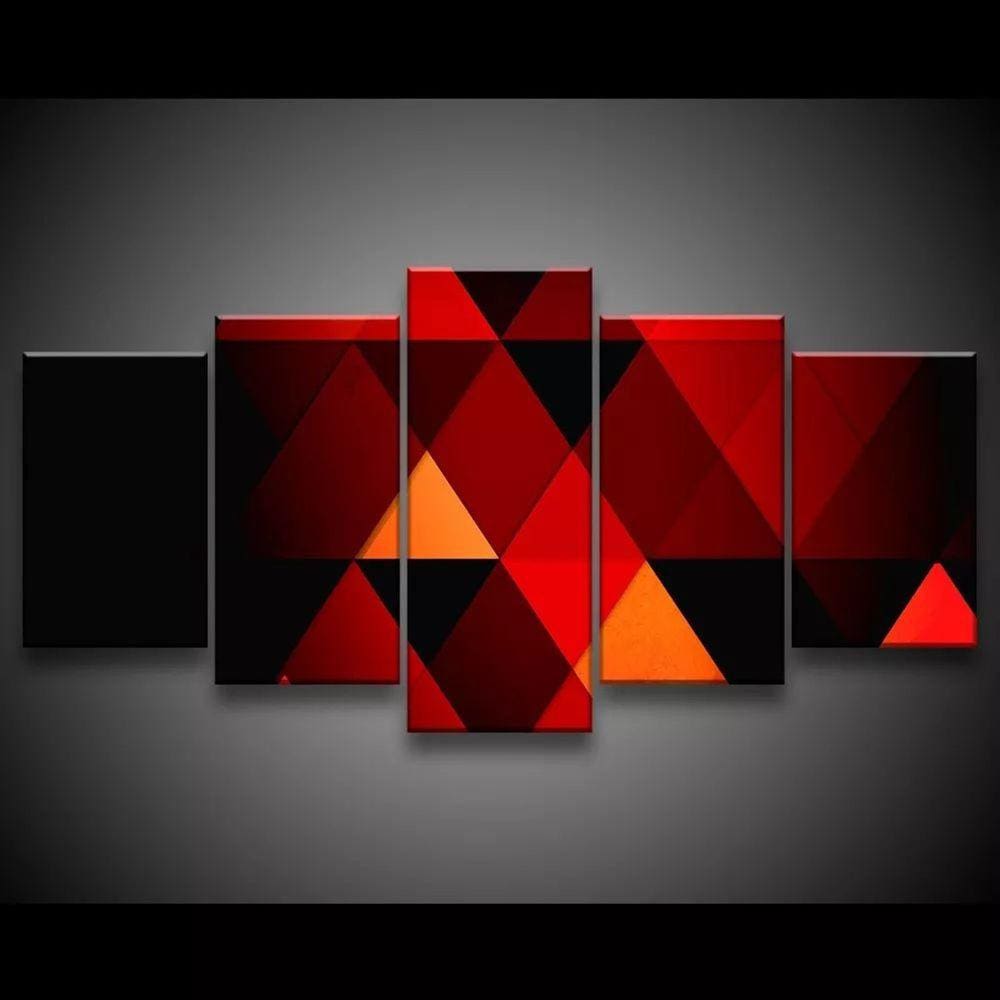 Quadro Decorativo 129x63 Sala Abstrato Geométrico Vermelho 1