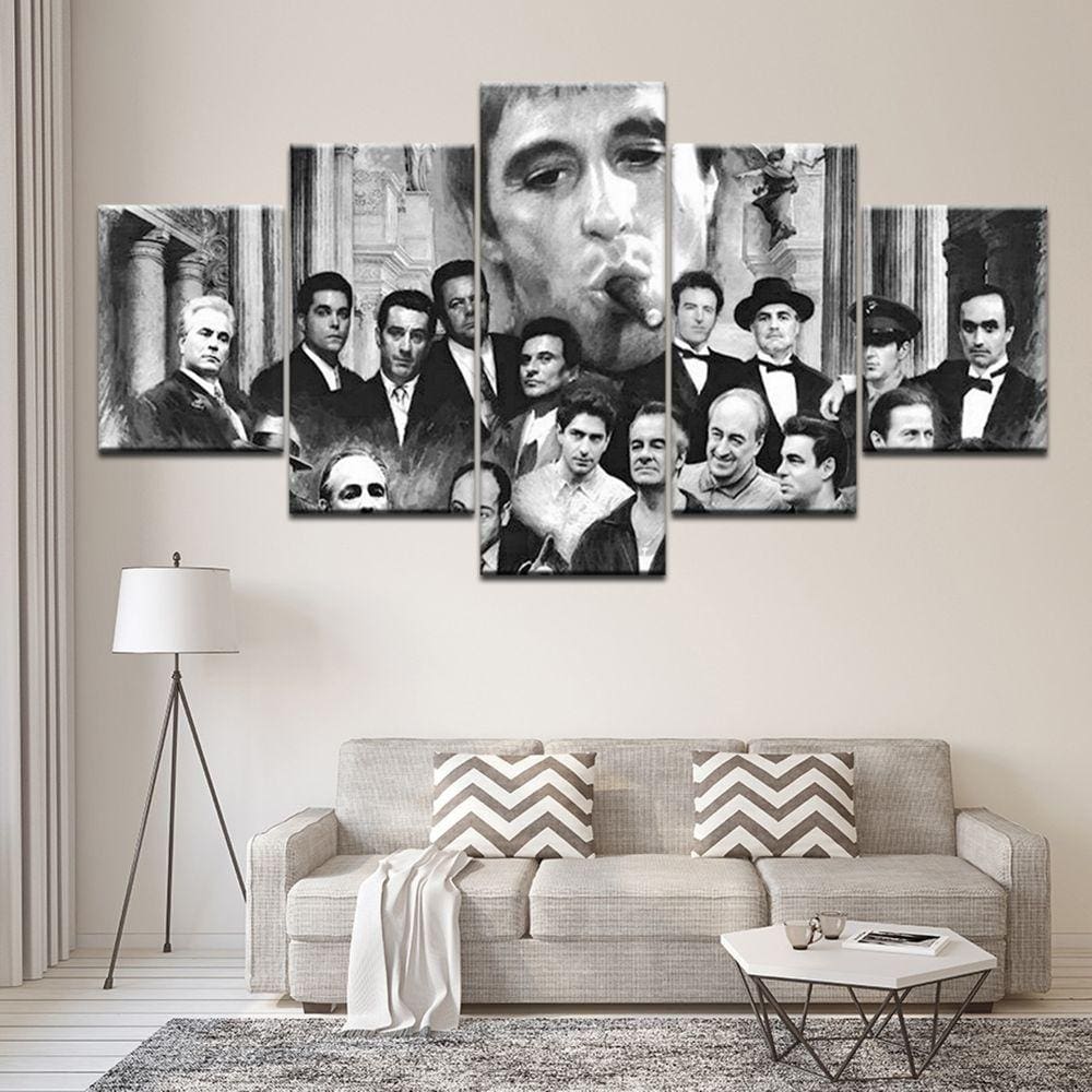 Quadro Decorativo Scarface 5 peças 130x65 cm em tecido