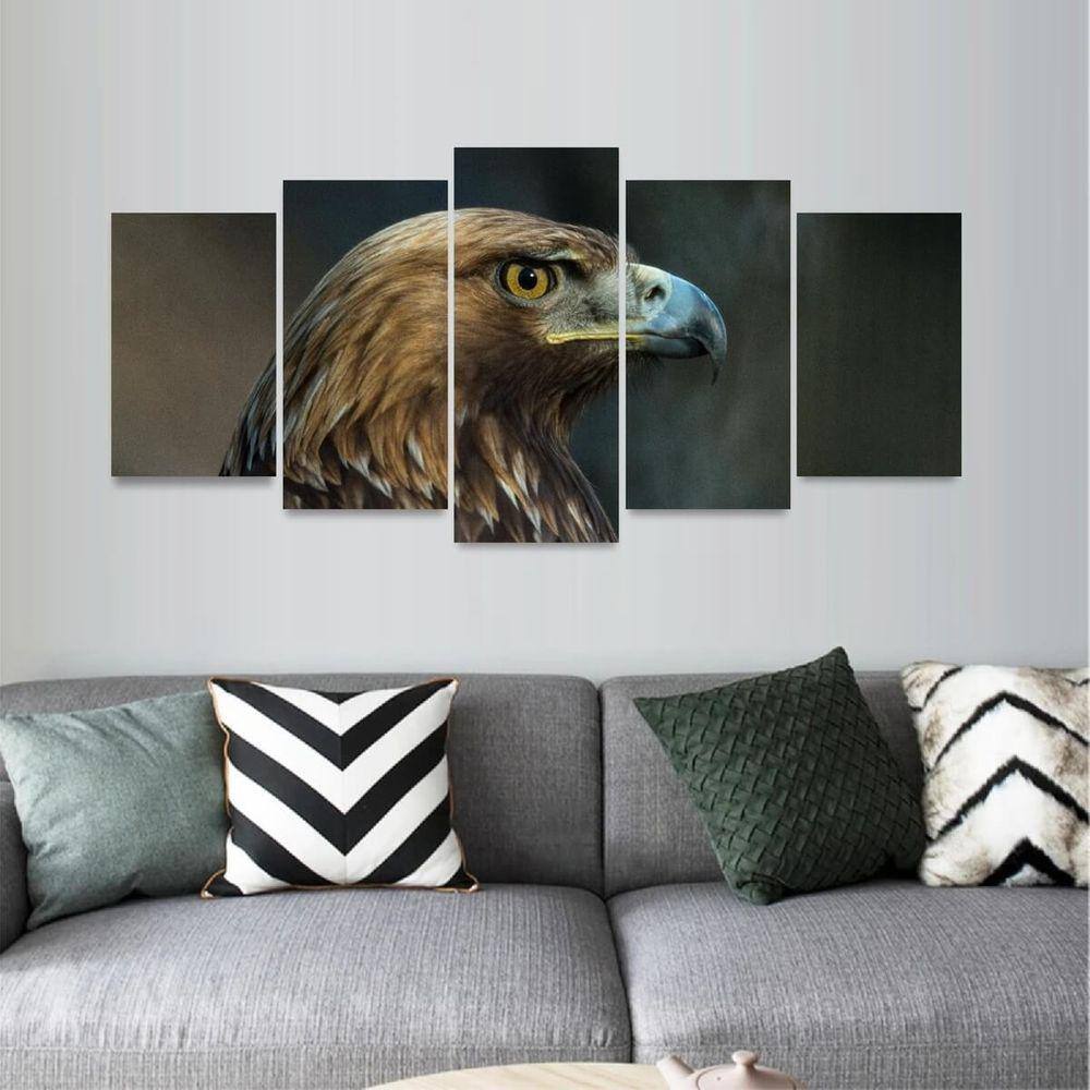 Quadro Mosaico Águia Predadora 130x63 decorativo