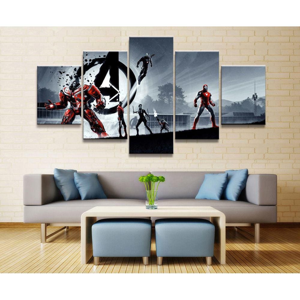 Quadro Decorativo Vingadores 5 peças 130x65 cm em tecido