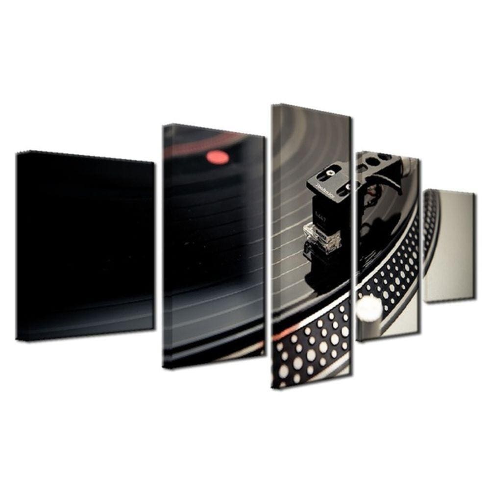 Quadro Decorativo Toca Disco 5 partes 130x65 em tecido
