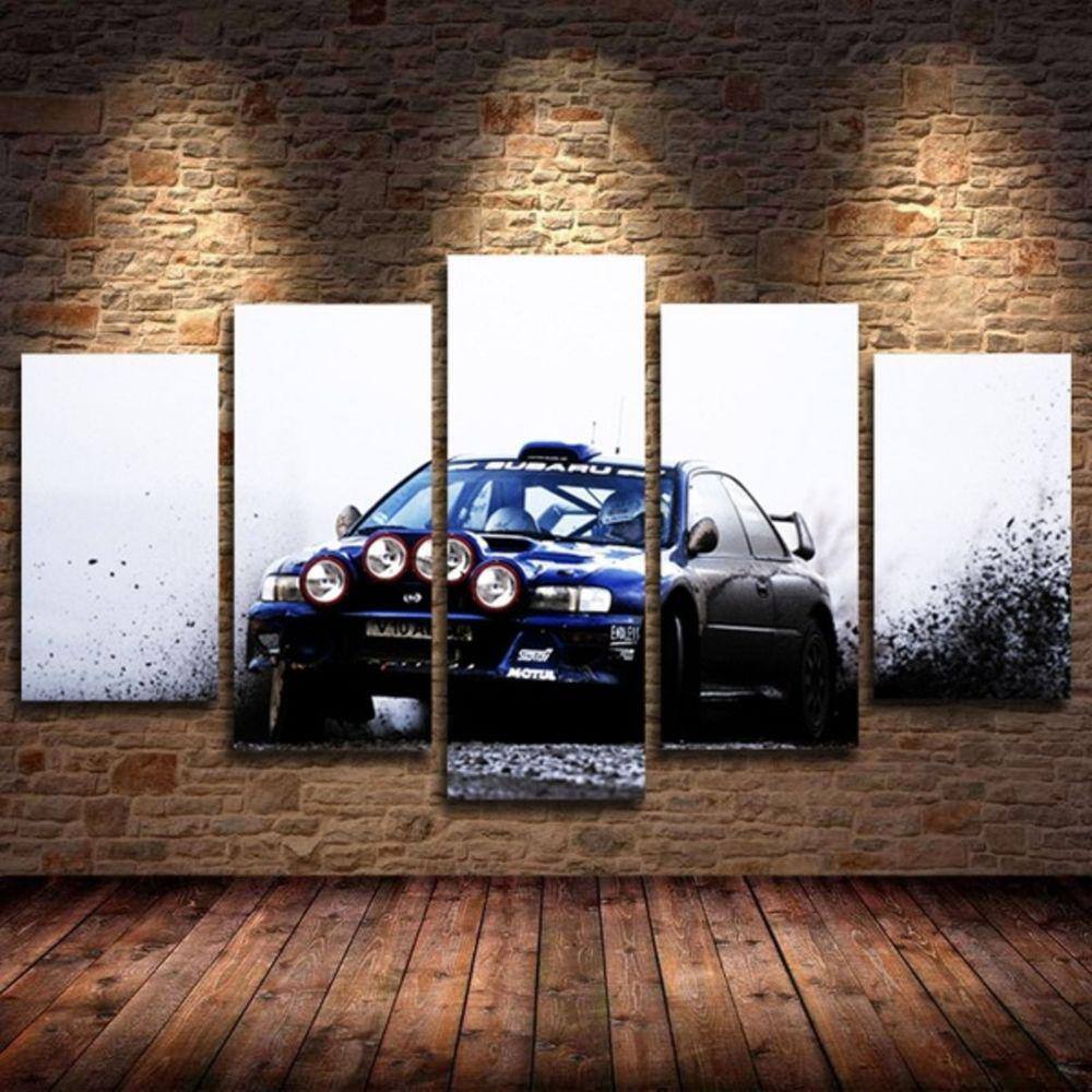 Quadro Decorativo Carro Rally 5 peças em tecido