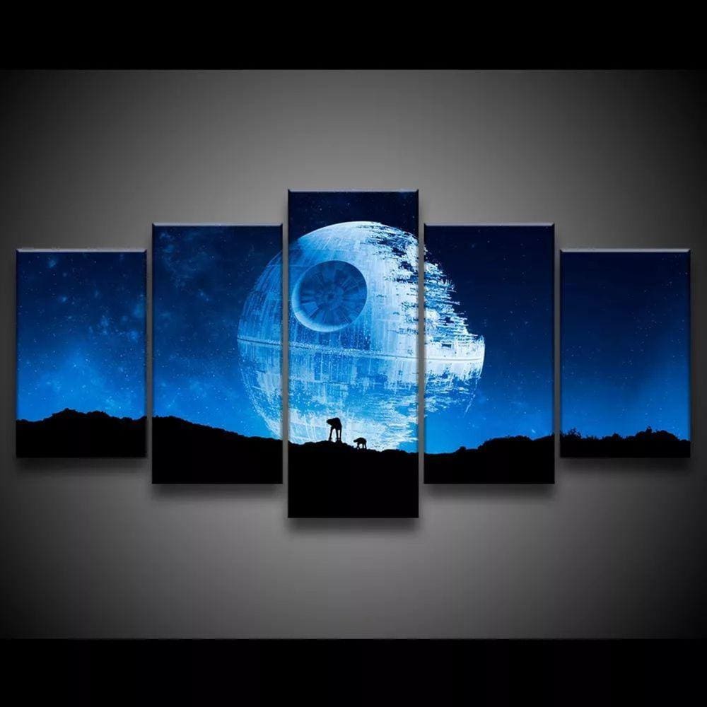 Quadro Decorativo 129x63 Sala Quarto Estrela Da Morte At-at