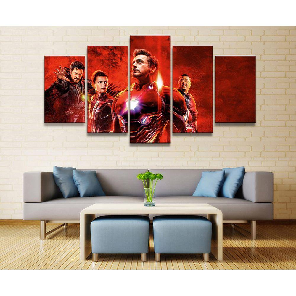 Quadro Decorativo Vingadores18 5 peças 130x65 cm em tecido
