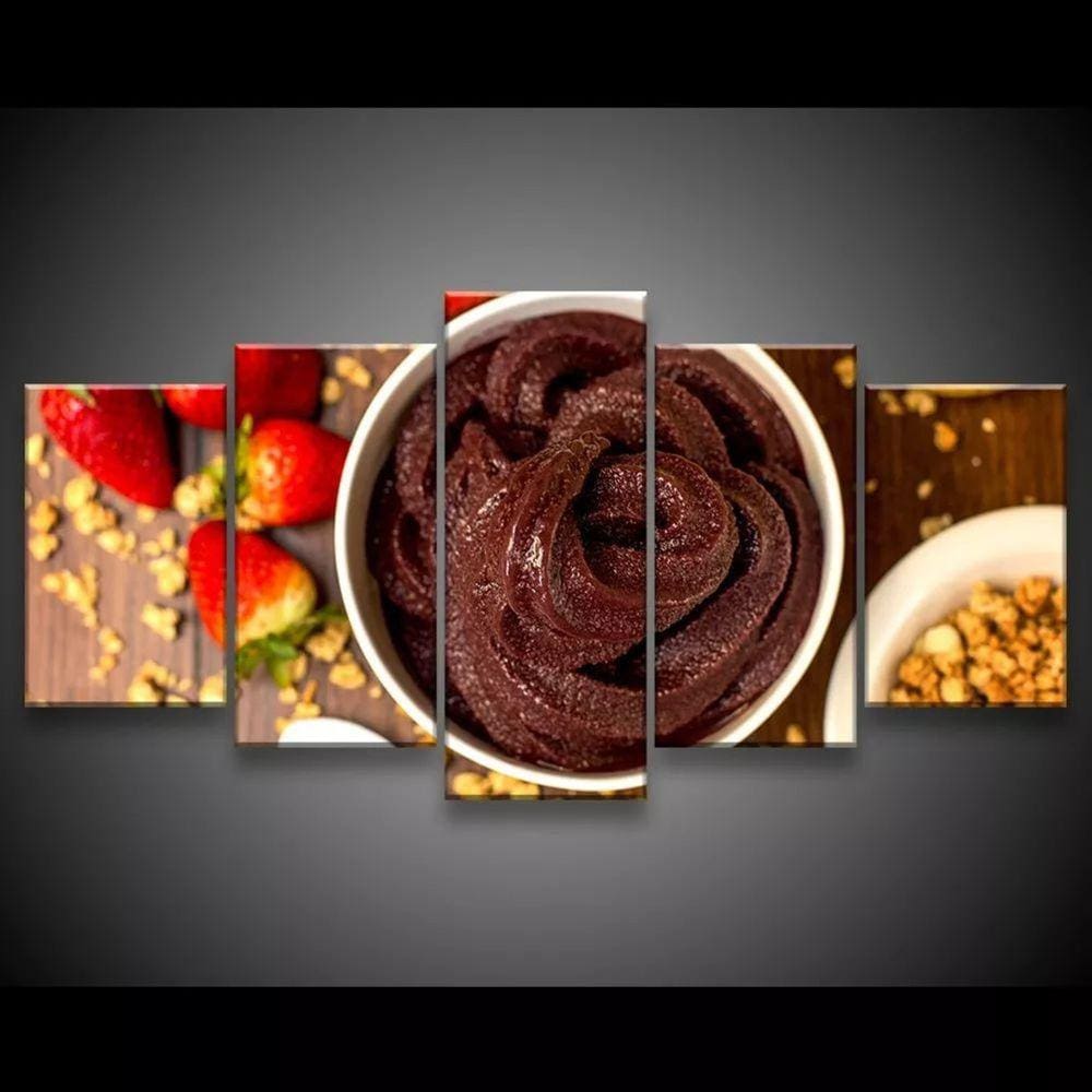 Quadro Decorativo 129x63 Tigela De Açaí Morangos Alimentos 1