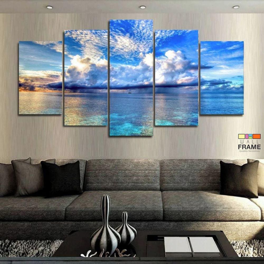 Quadros Decorativos Mar Chuva 63x130mt em Tecido