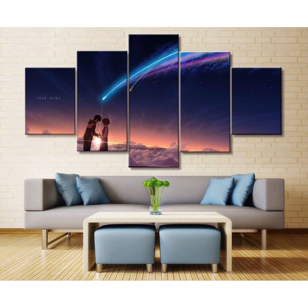 Quadro Decorativo Anime 5 peças 130x65 cm em tecido