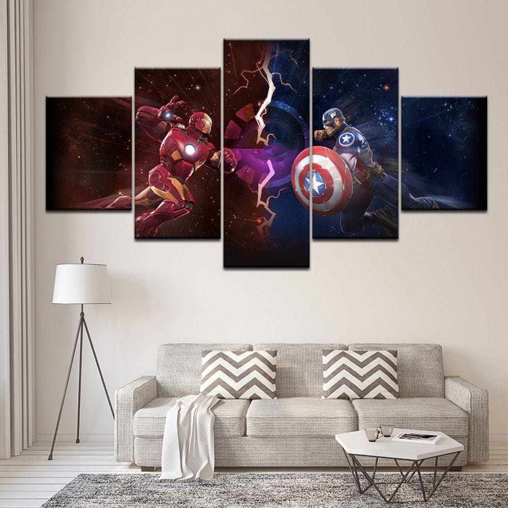 Quadro Decorativo Capitao America guerra civil 5 peças 130x6