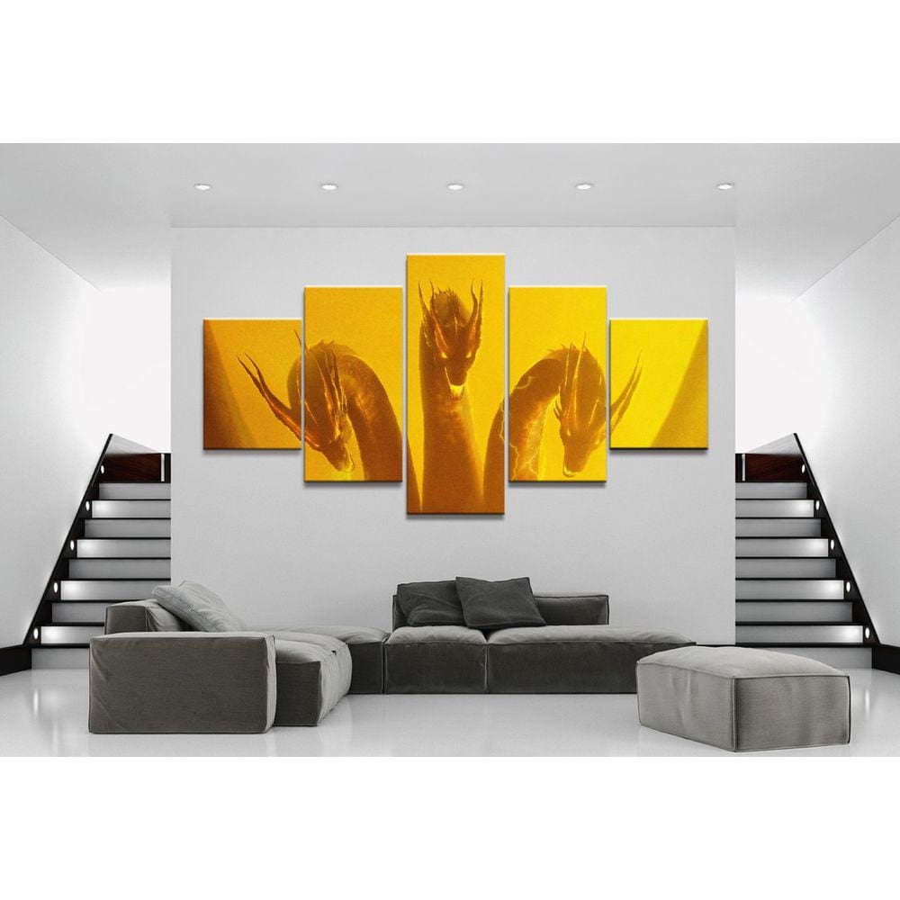 Quadro Decorativo Filme Godzila 5 peças 130x65 cm em tecido