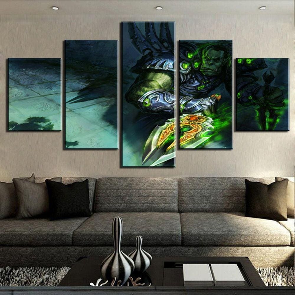 Quadro Decorativos Warcraft com 5 peças 130x65 3