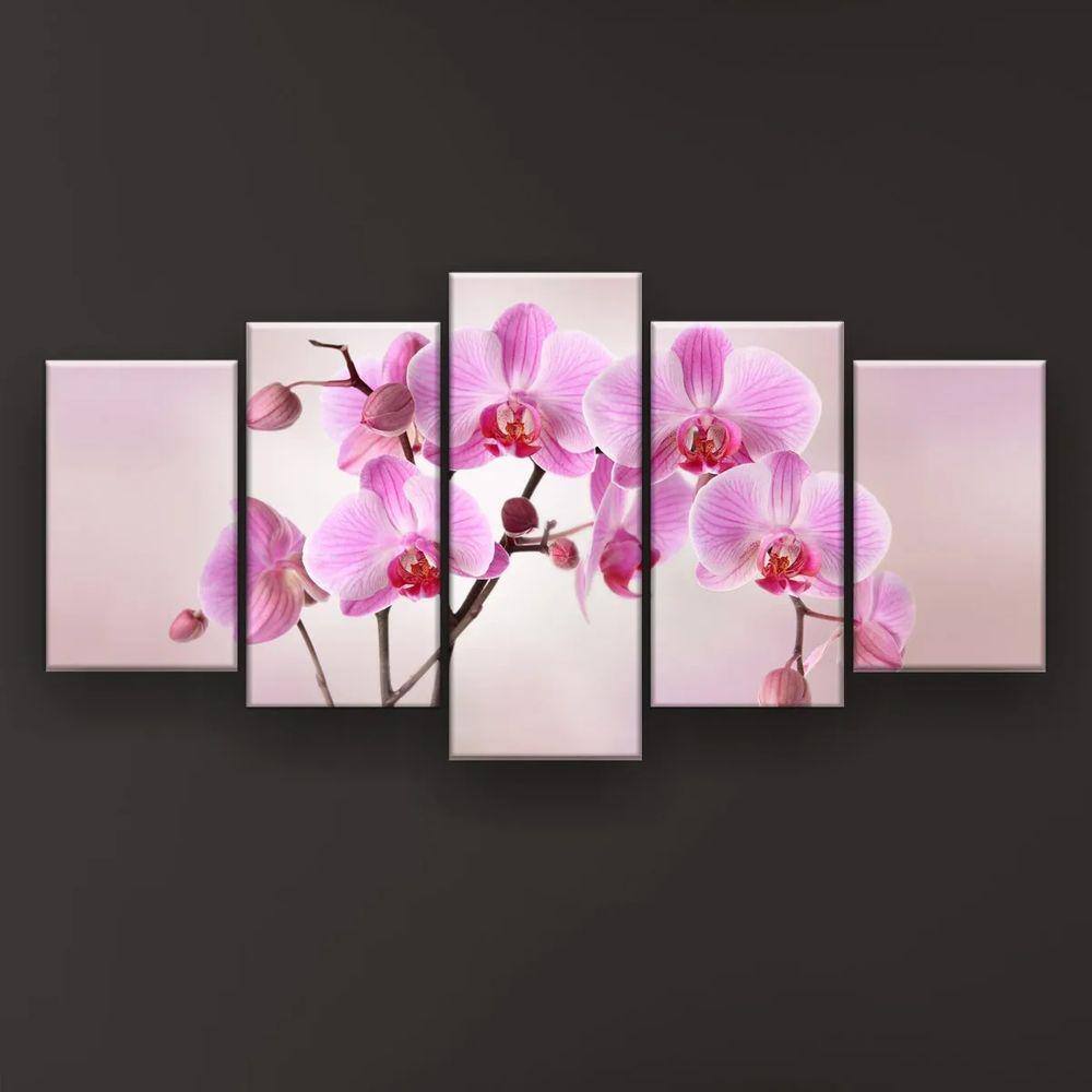 Quadro Decorativo Orquídeas Rosa 129x61 Sala Quarto