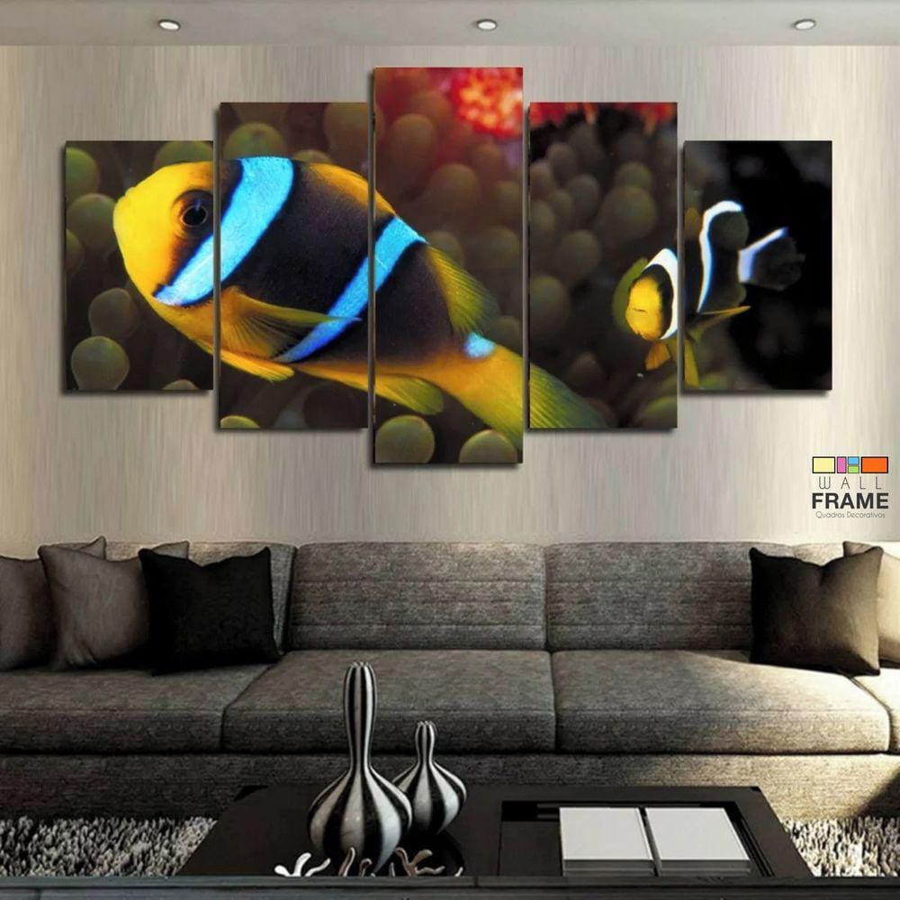 Quadros Decorativos Peixes Palhaço 63x130mt em Tecido