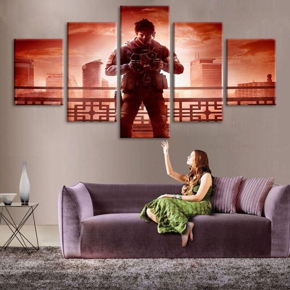 Quadro Decorativos Rainbow Six com 5 peças 130x65 2